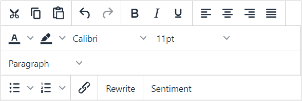 Screenshot of the HTML Editor toolbar where you see the Sentiment button.