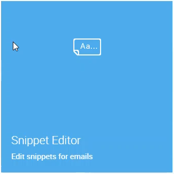 Blue square with white text which says Snippet Editor.