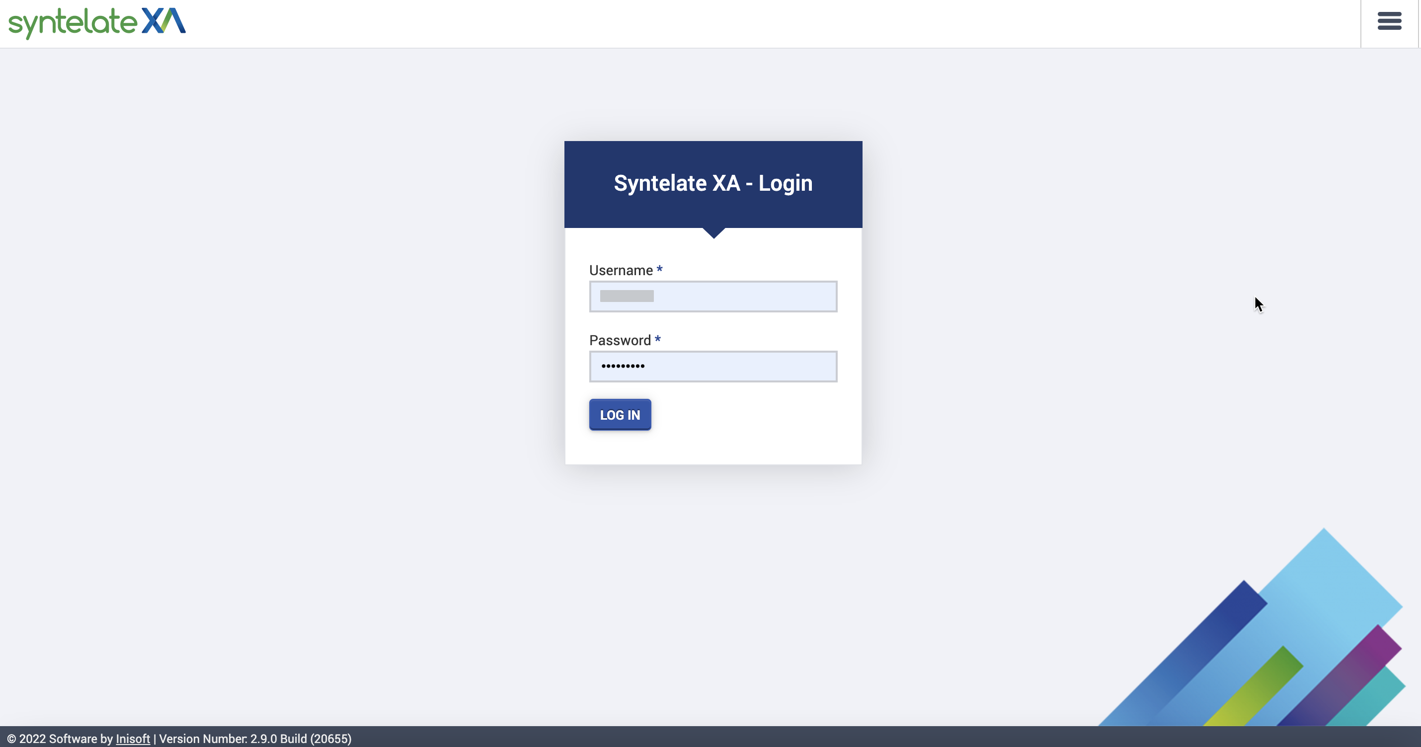 Screenshot of the XA login page Screenshot of the XA login page